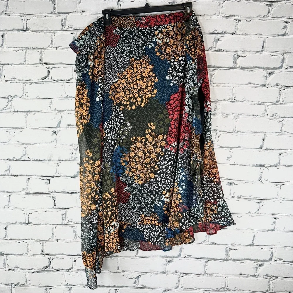 Maurices Floral Patchwork Maxi Skirt 4X Multicolor Faux Wrap Boho Western - Picture 3 of 11